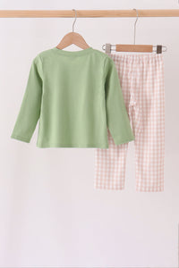 Puppy Fishing Gingham Pants Set