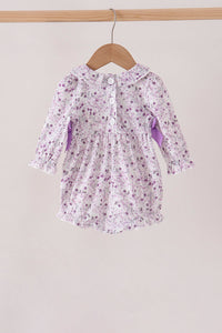 Purple floral smocked bow bubble