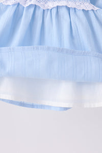 Blue Floral Smocked Lace Bloomer Set