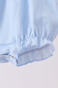 Blue Floral Smocked Lace Bubble