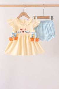 Hello Fall Y'ALL Pumpkin Ruffle Bloomer Set