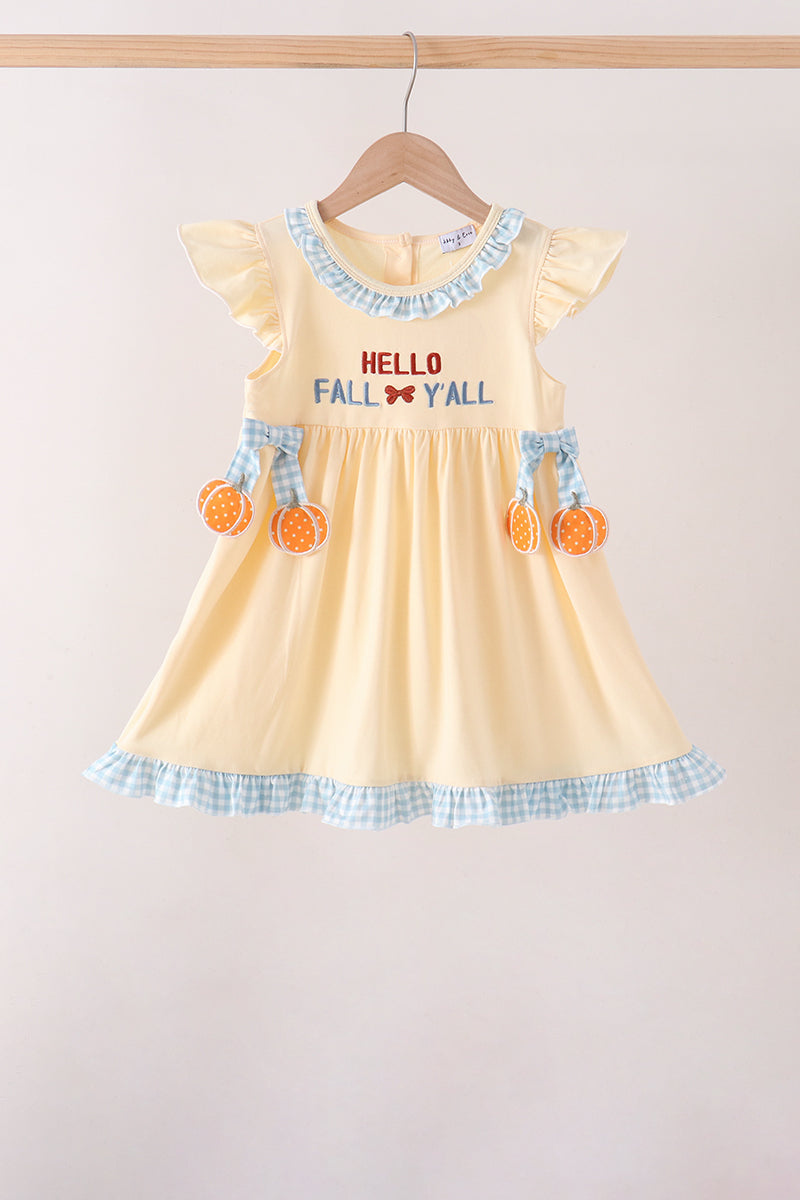 Hello Fall Y'ALL Pumpkin Ruffle Dress