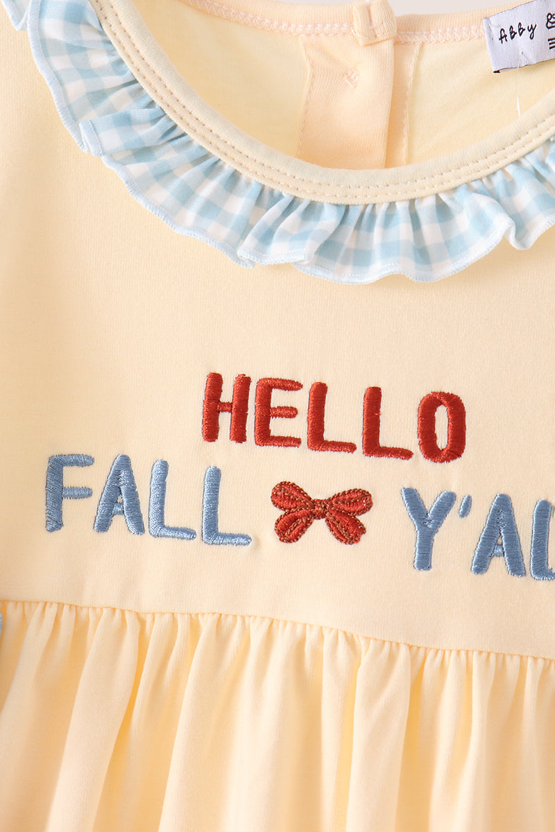 Hello Fall Y'ALL Pumpkin Ruffle Dress