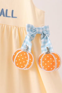 Hello Fall Y'ALL Pumpkin Ruffle Dress