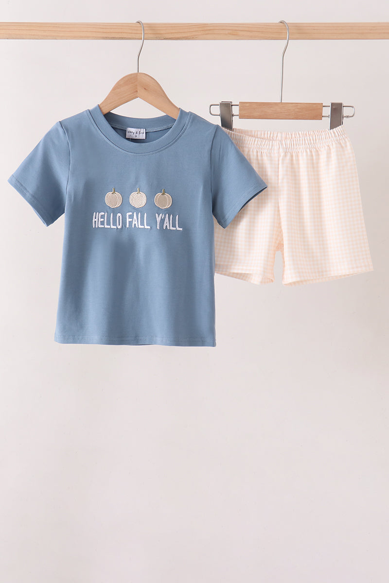 Hello Fall Y'ALL Pumpkin Shorts Set