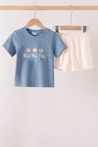 Hello Fall Y'ALL Pumpkin Shorts Set