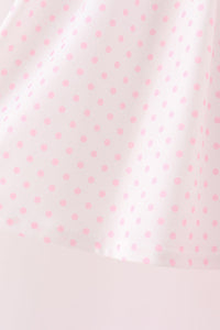 Pink bow pearl ruffle pants set