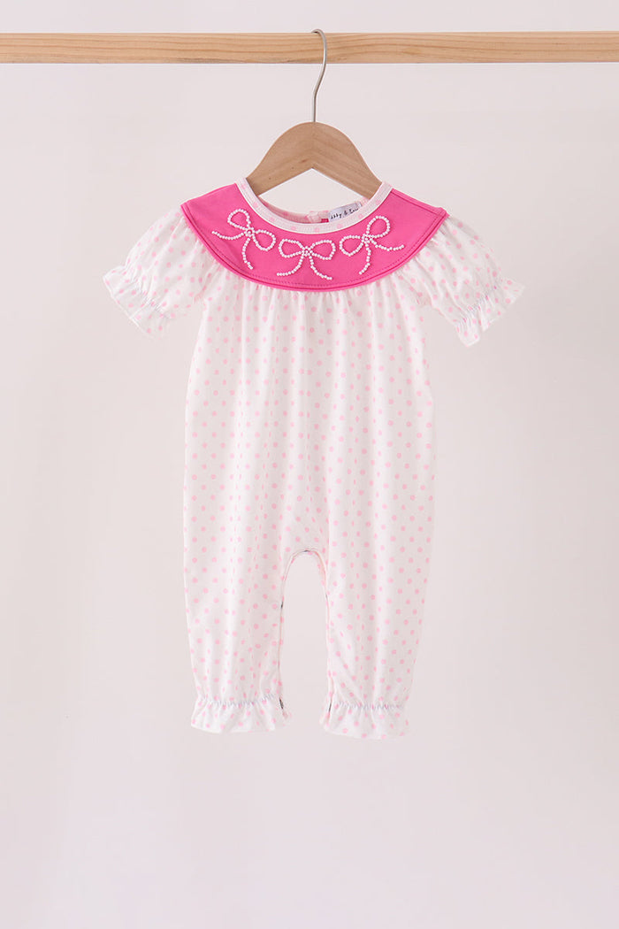 Bow pearl romper
