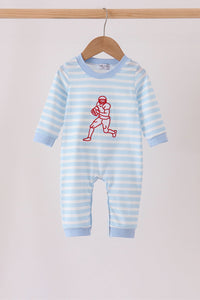 Football Embroidery Stripe Romper
