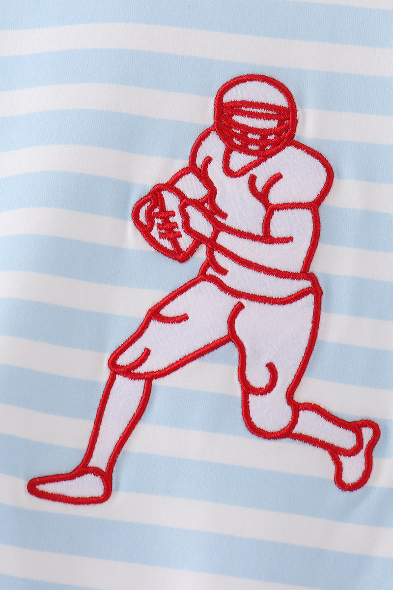 Football Embroidery Stripe Romper