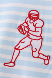 Football Embroidery Stripe Romper