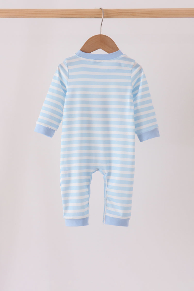 Football Embroidery Stripe Romper