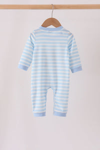 Football Embroidery Stripe Romper