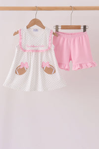 Football Applique Ruffle Shorts Set