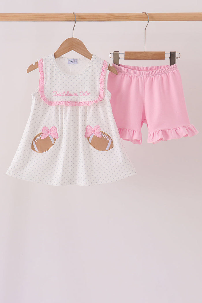 Football Applique Ruffle Shorts Set