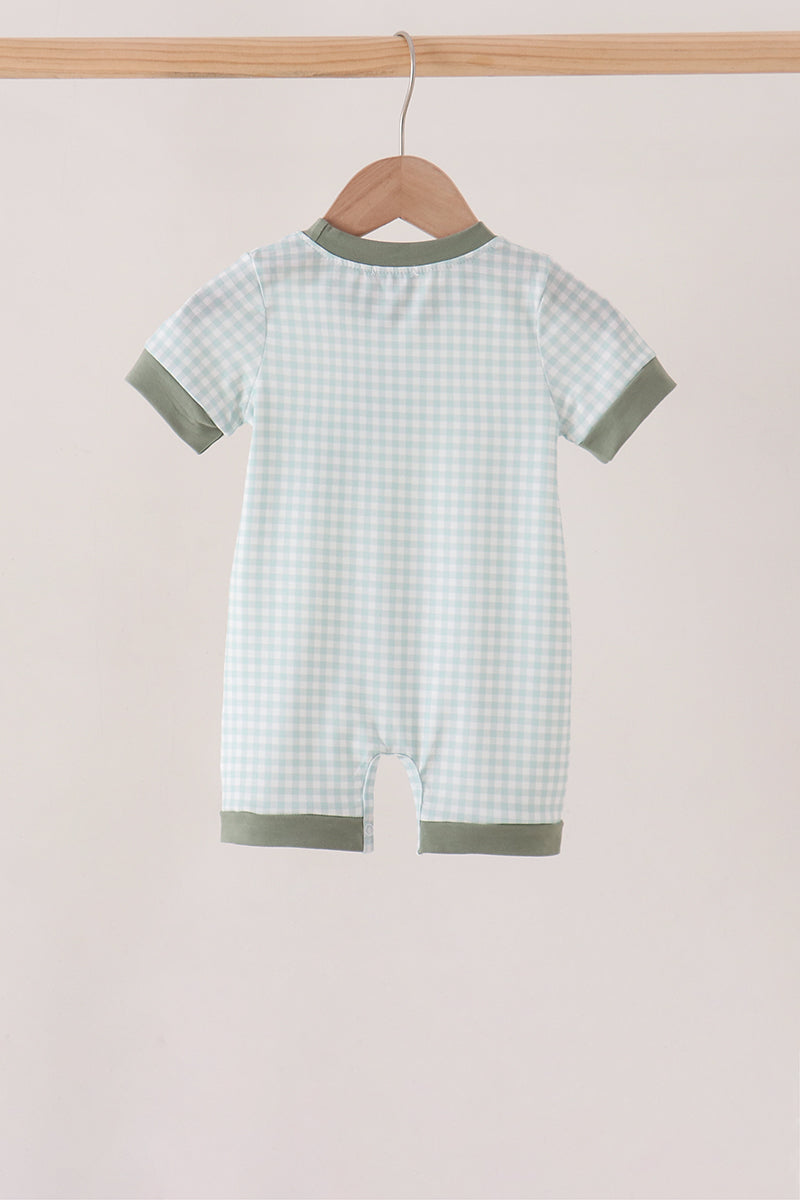 Pumpkin embroidery gingham romper