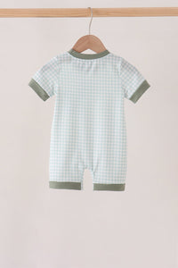 Pumpkin embroidery gingham romper