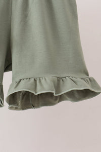 Pumpkin smocked gingham ruffle shorts set