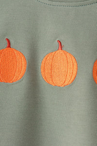 Pumpkin embroidery gingham shorts set