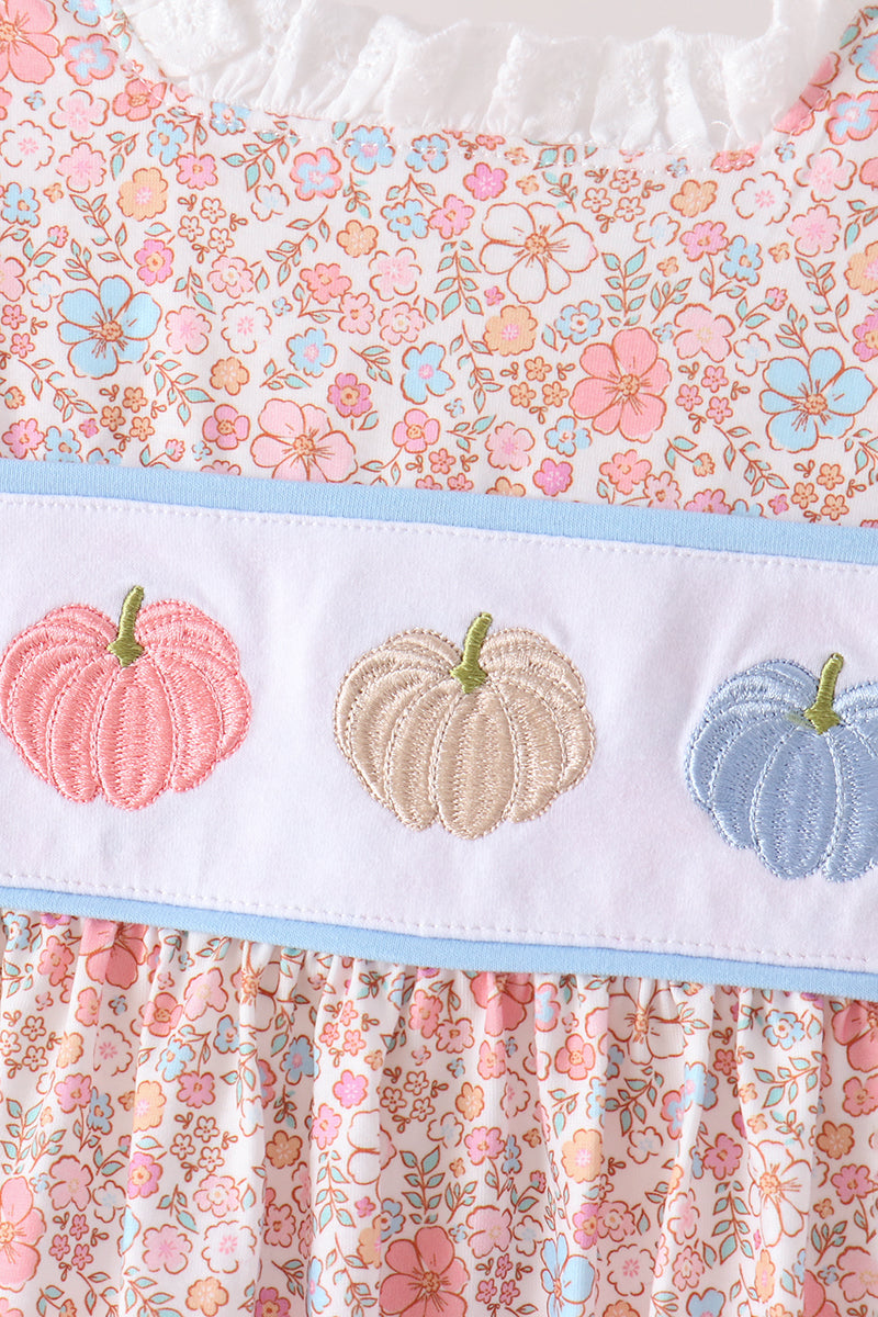 Pumpkin Floral Embroidery Bloomer Set
