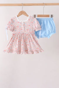 Pumpkin Floral Embroidery Bloomer Set