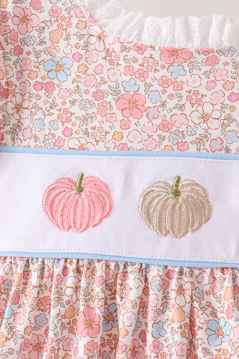 Pumpkin Floral Embroidery Shorts Set