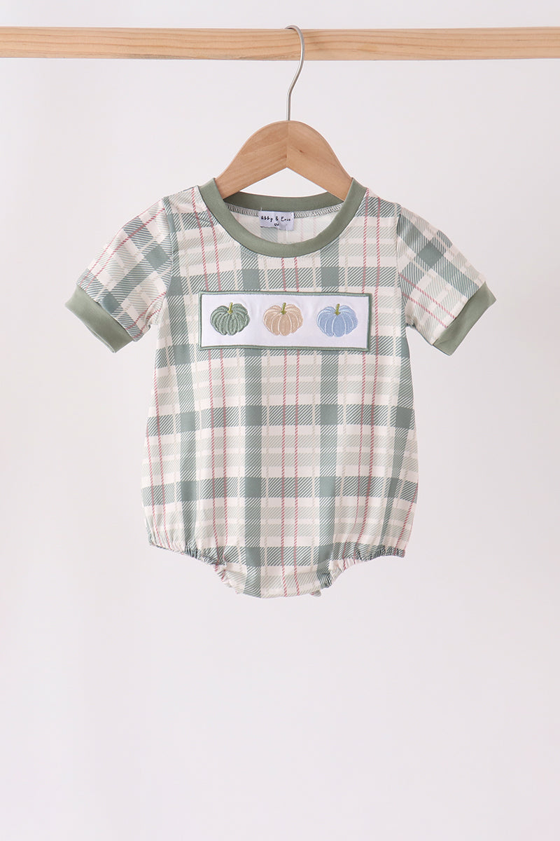 Pumpkin Embroidery Plaid Bubble