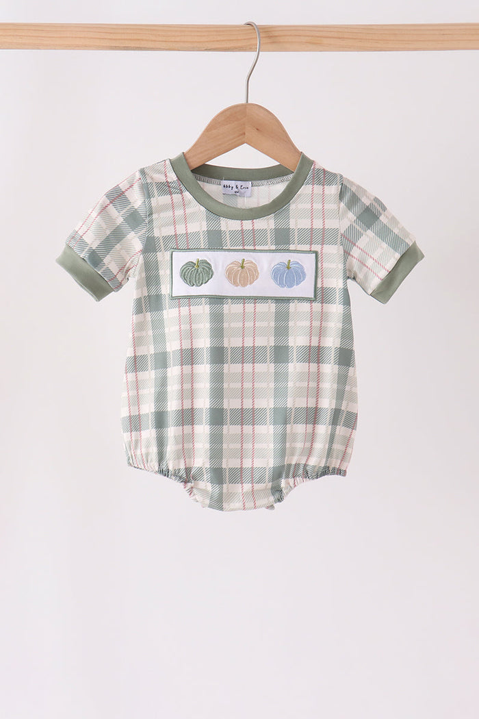 Pumpkin Embroidery Plaid Bubble
