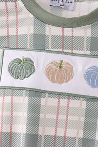 Pumpkin Embroidery Plaid Bubble