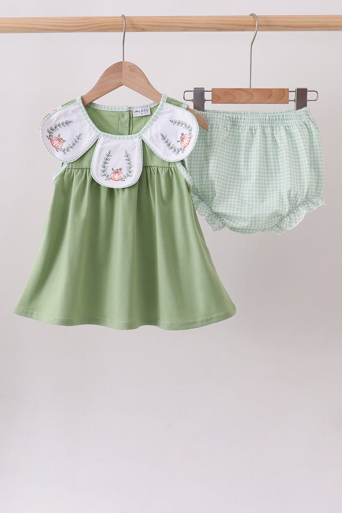 Pumpkin Embroidered Bloomer Set