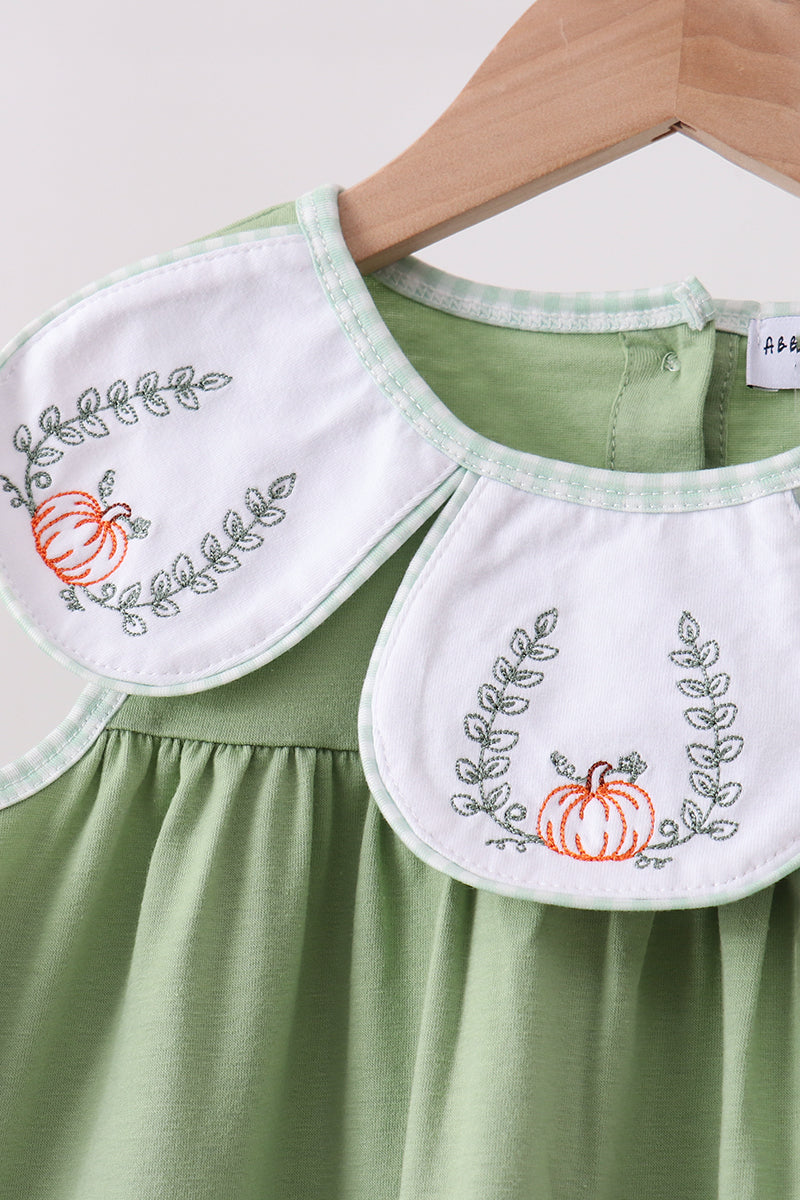 Pumpkin Embroidered Ruffle Pants Set
