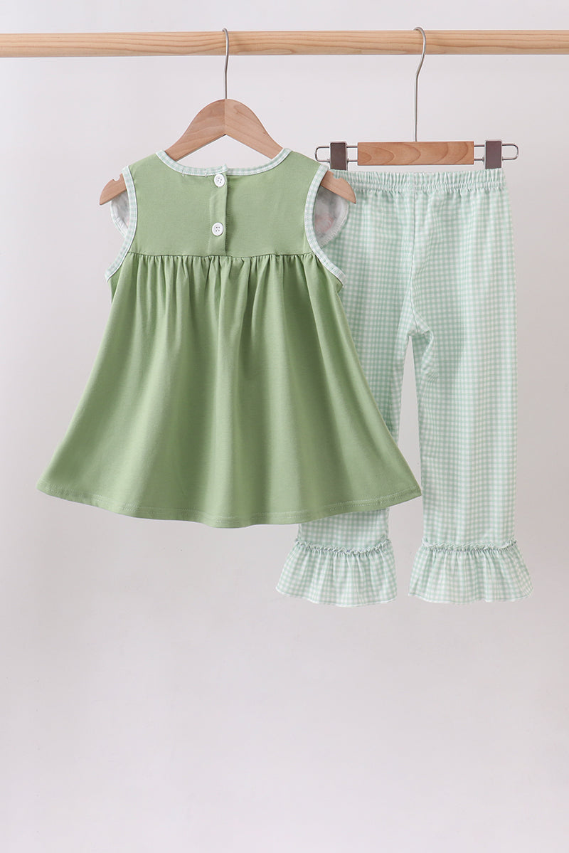 Pumpkin Embroidered Ruffle Pants Set