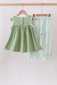 Pumpkin Embroidered Ruffle Pants Set