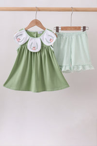 Pumpkin Embroidered Ruffle Shorts Set