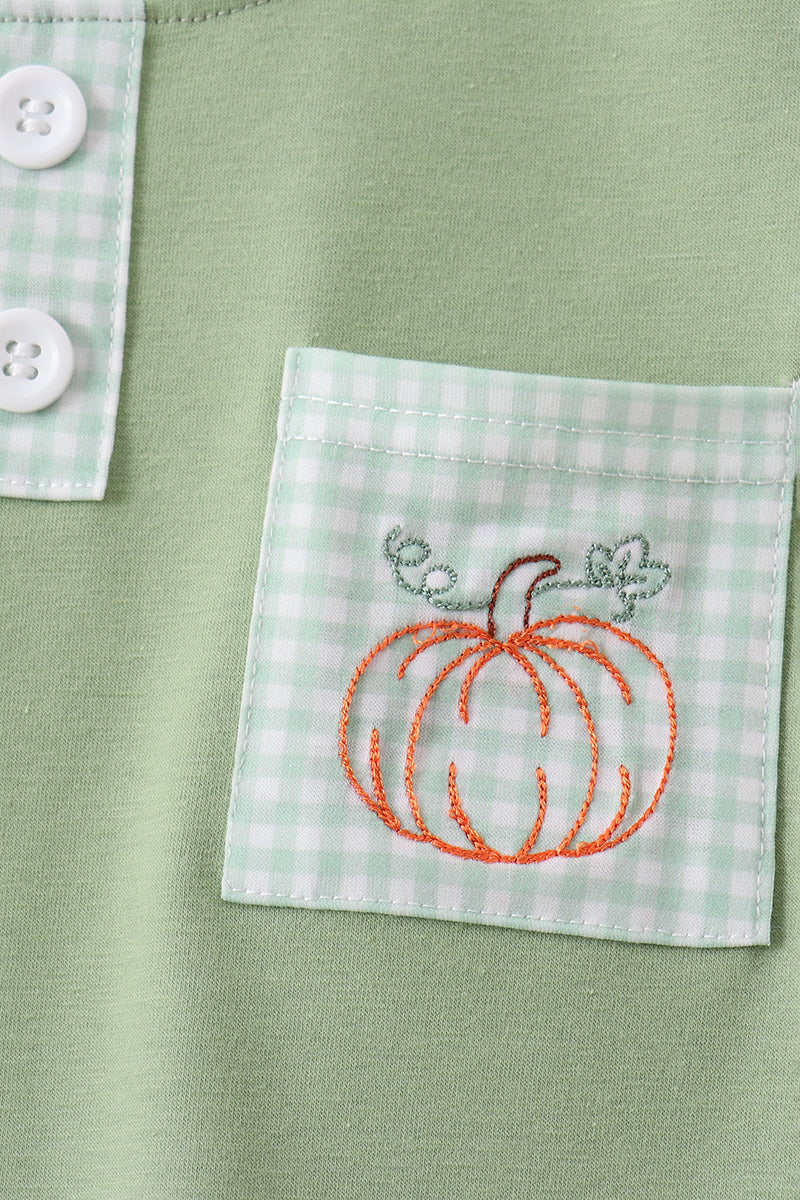 Pumpkin Embroidered Shorts Set