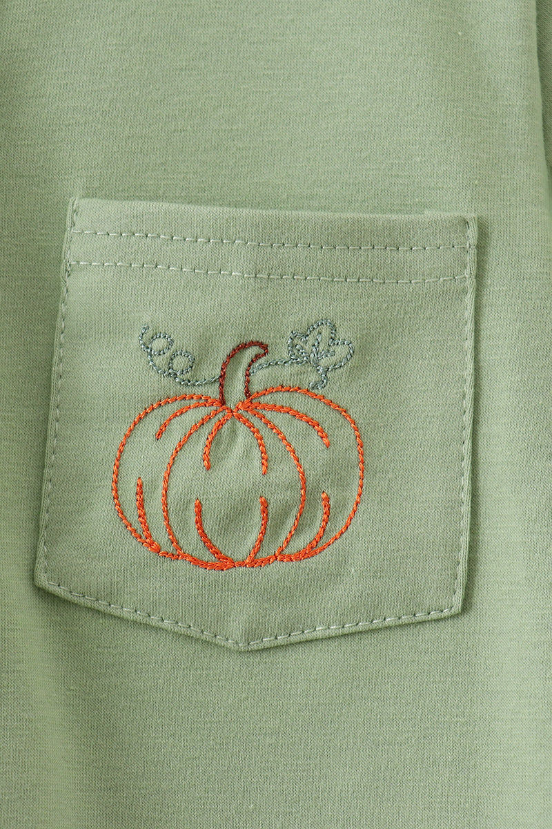 Pumpkin Embroidered Button Down Shirt