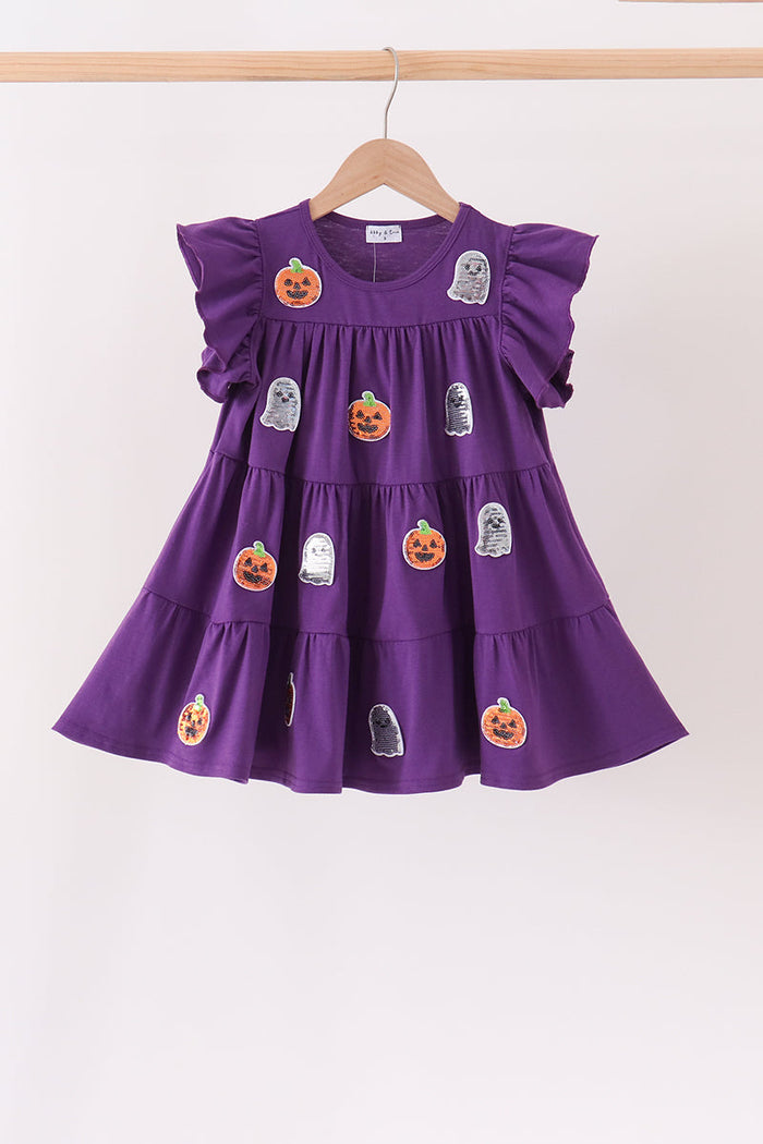 Ghost pumpkin sequin ruffle dress