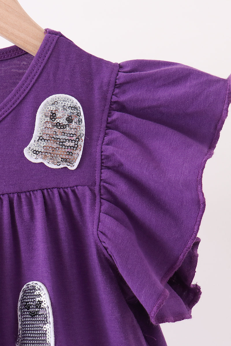 Ghost pumpkin sequin ruffle dress