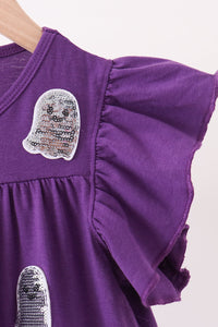 Ghost pumpkin sequin ruffle dress