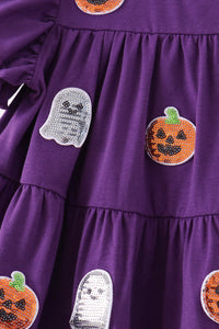 Ghost pumpkin sequin ruffle dress
