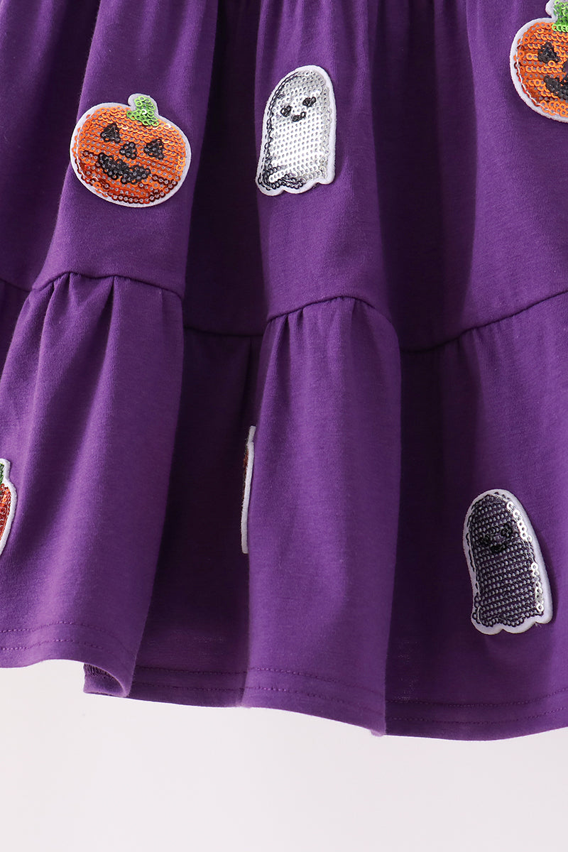 Ghost pumpkin sequin ruffle dress