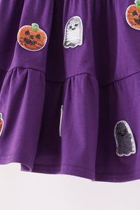 Ghost pumpkin sequin ruffle dress