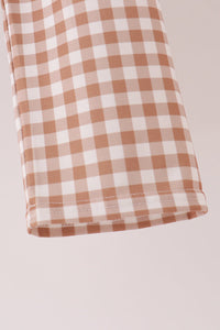 Turkey pumpkin embroidery gingham pants set