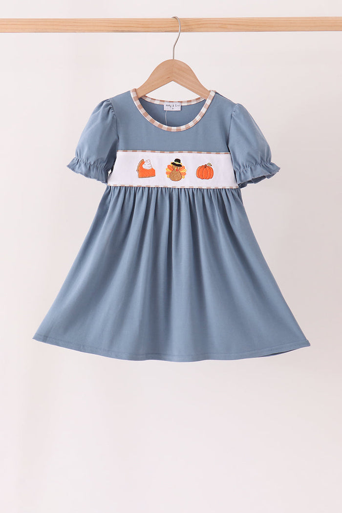 Turkey pumpkin embroidery dress