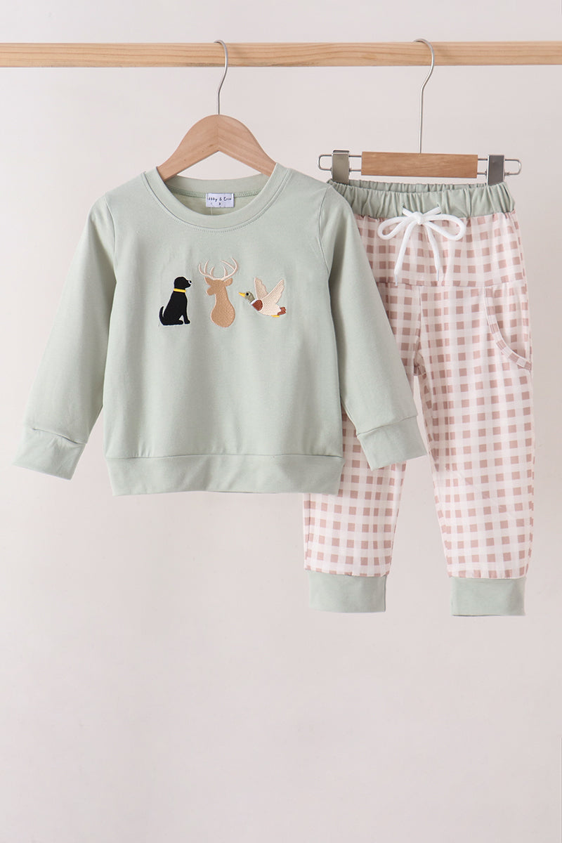 Hunting embroidery Pants set