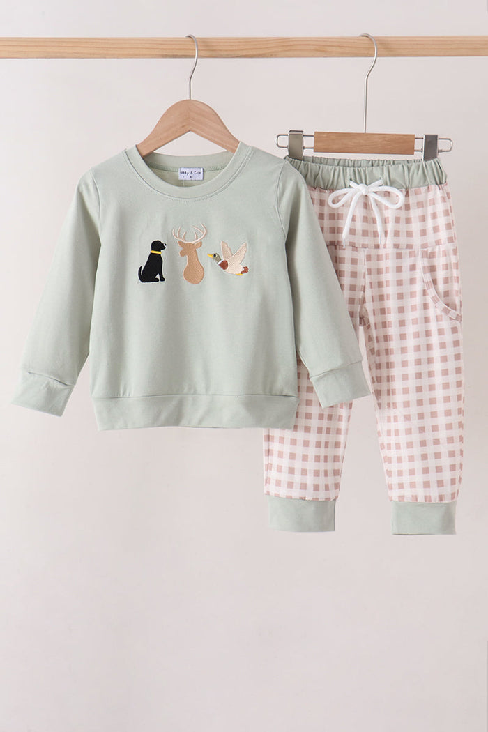 Hunting embroidery Pants set