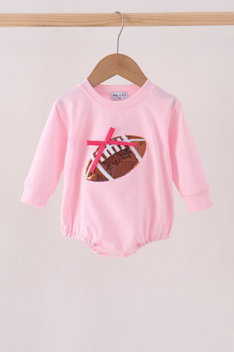 Football bow sequin bubble - Pink