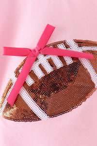 Football bow sequin bubble - Pink