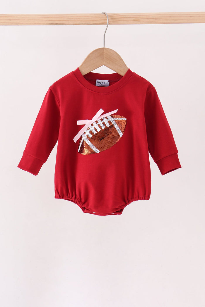 Football bow sequin bubble - Maroon