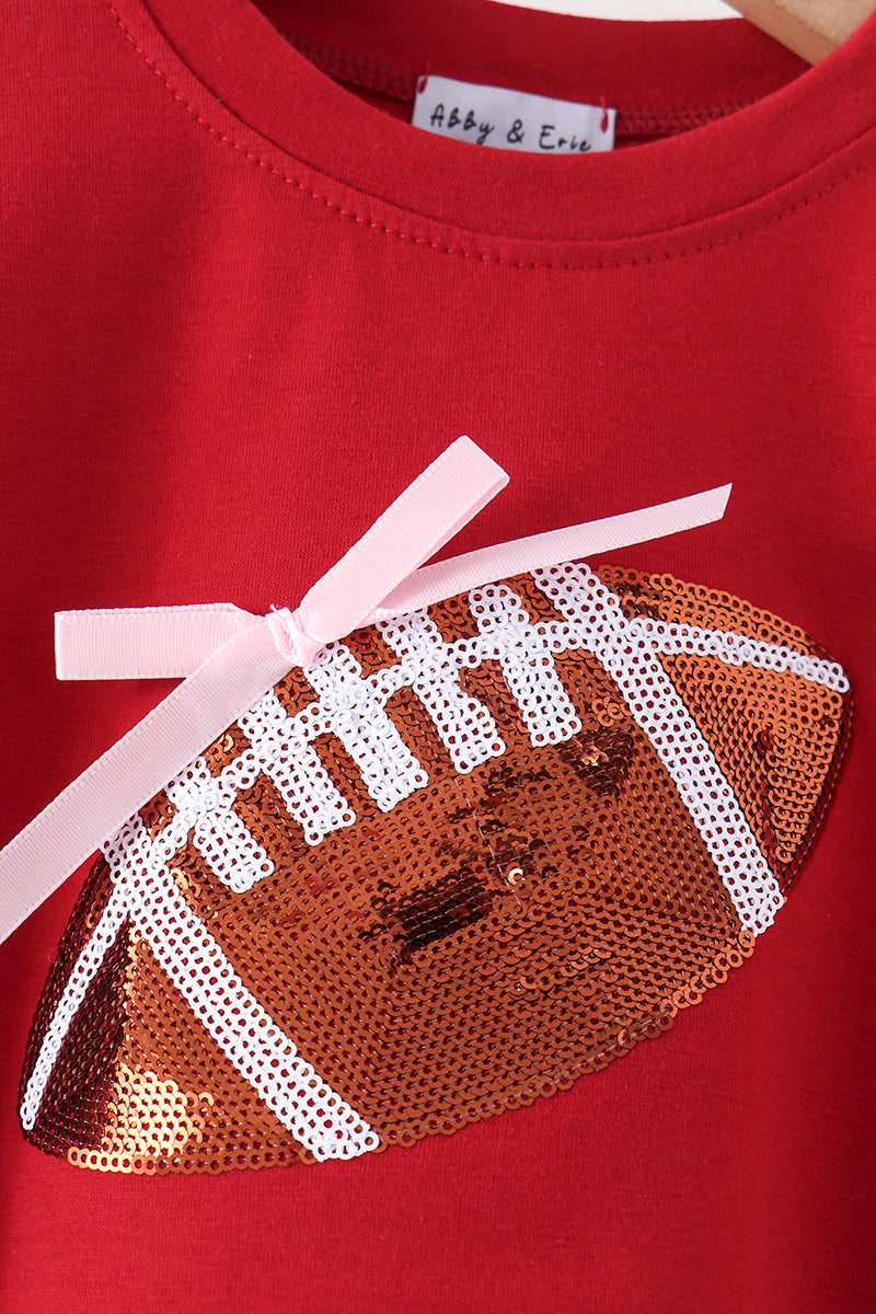 Football bow sequin bubble - Maroon